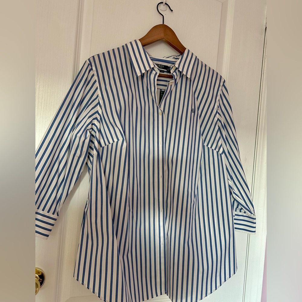Ralph Lauren Blue and White Striped Blouse